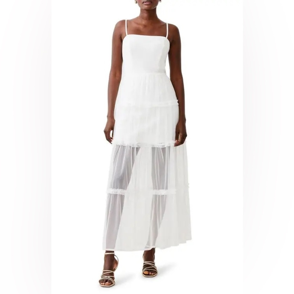 Nordstrom French Connection Whisper
Strappy Tulle Maxi Dress WHITE